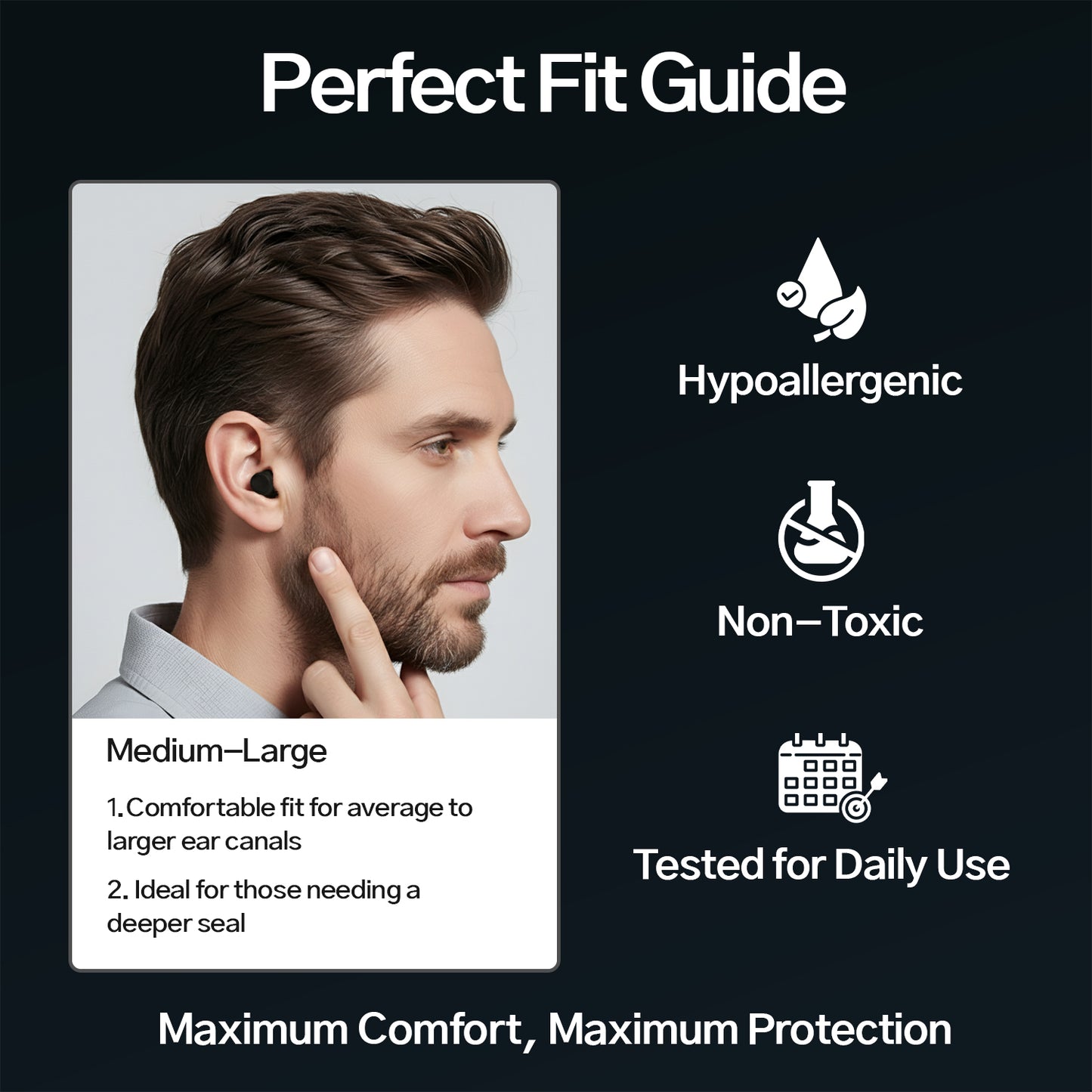 Noir Foam Earplugs - Max noise protection M/L
