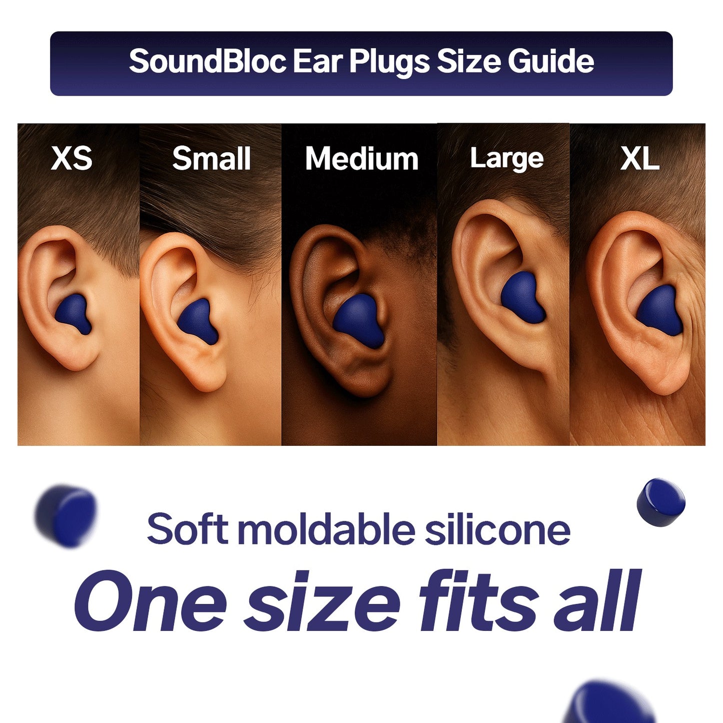 SoundBloc Silicone Earplugs - Side sleep comfort - 1 year supply