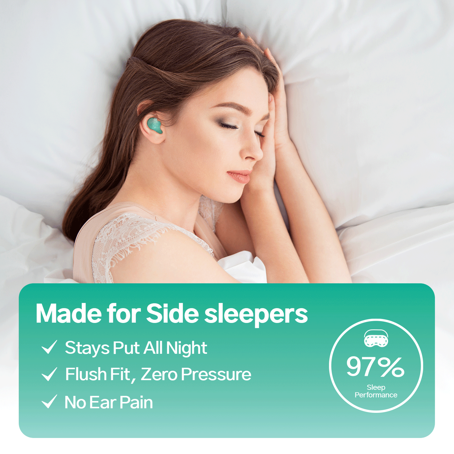 Aurora Silicone Earplugs - Side sleep comfort M/S