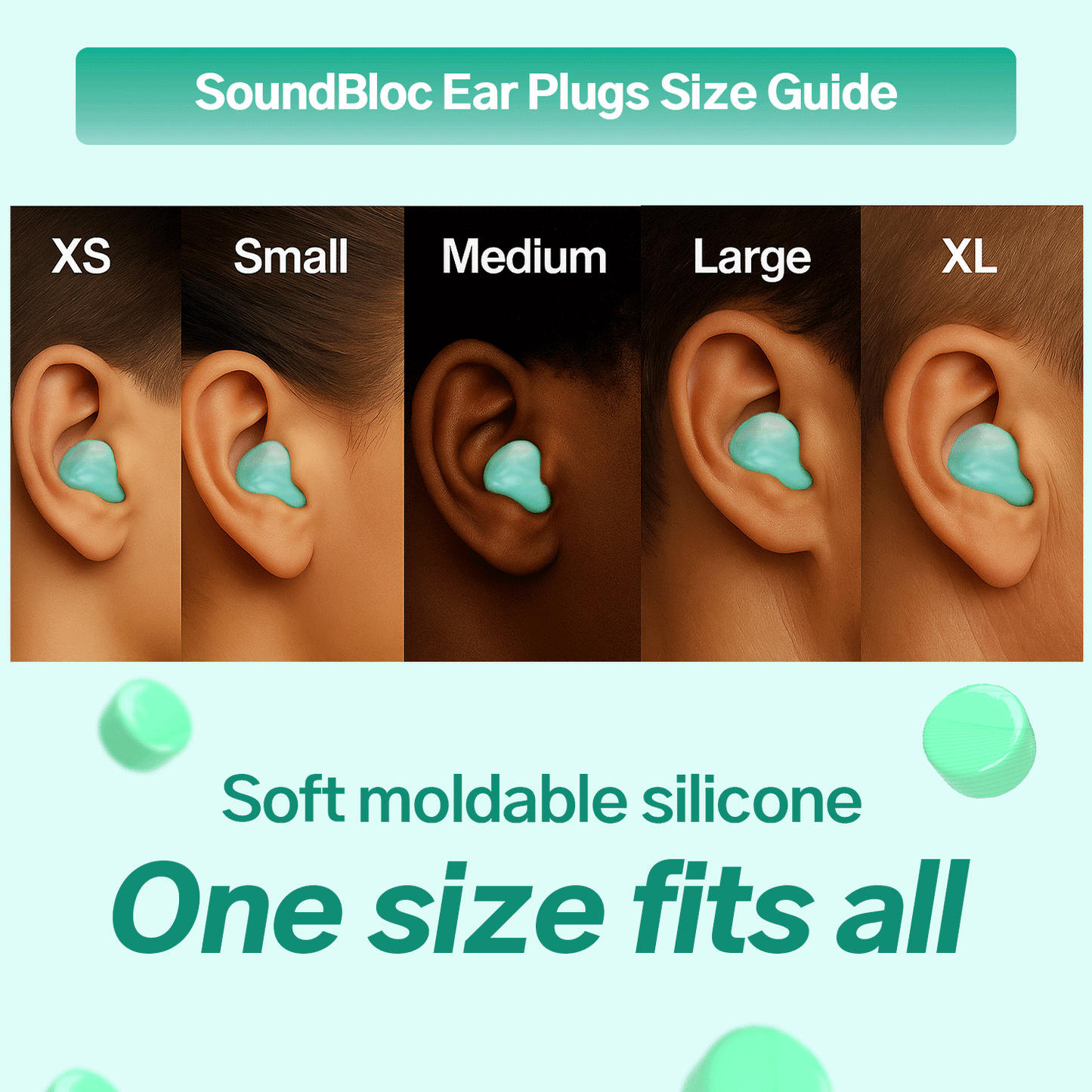 Aurora Silicone Earplugs - Side sleep comfort M/S