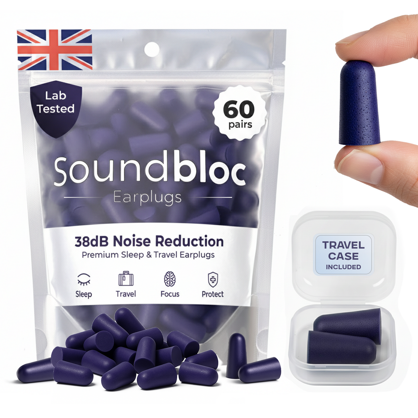 SoundBloc Foam Earplugs - Max noise protection M/L