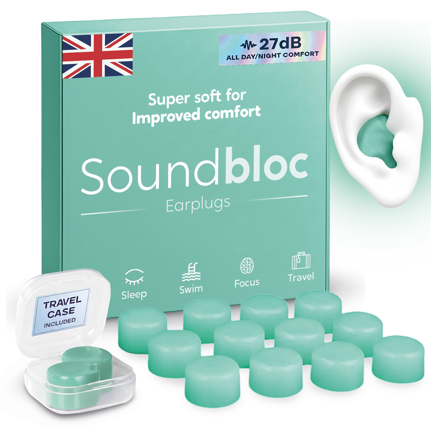 Aurora Silicone Earplugs - Side sleep comfort M/S